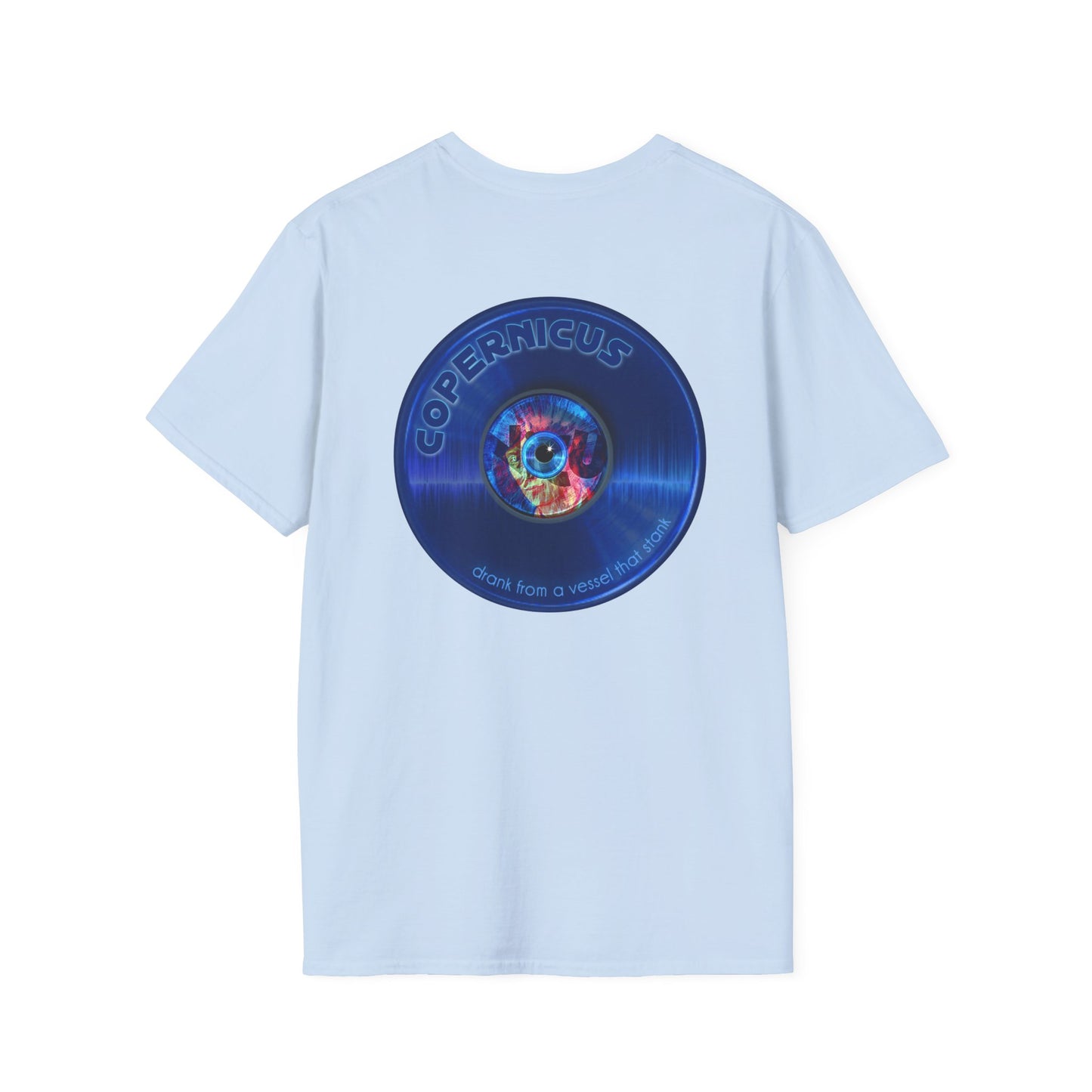 Classic Donut Tee - Unisex Soft-Style - "Drunken Copernicus" - series 1.0 - variant 1 - blue donut