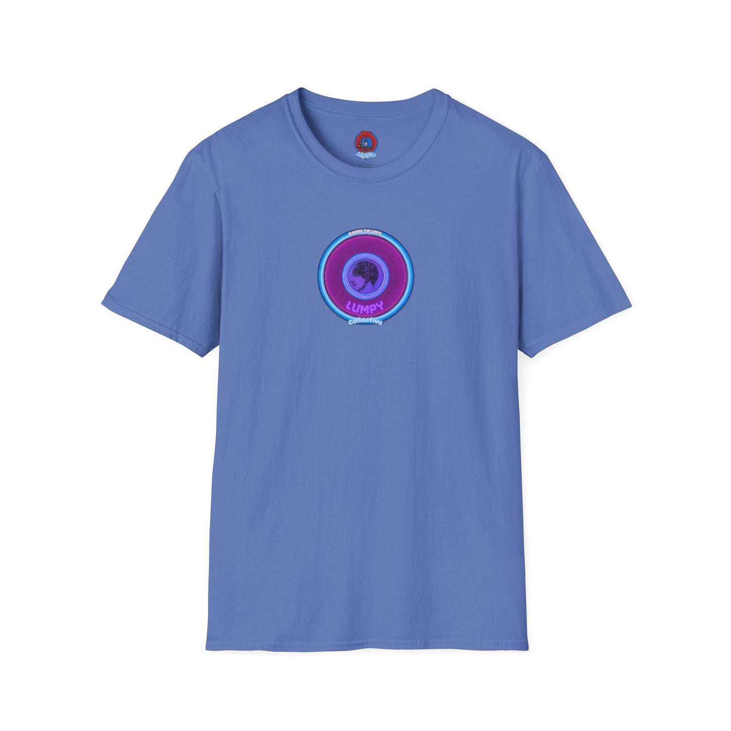 Classic Donut Tee - Unisex Soft-Style - "Lumpy Collective Donut" - rustic purple/light blue lumpy donut - variant 2