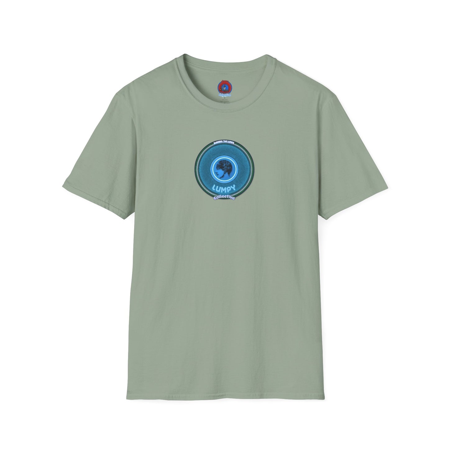 Classic Donut Tee - Unisex Soft-Style - "Lumpy Collective Donut" - aquamarine blue/green lumpy donut - variant 3
