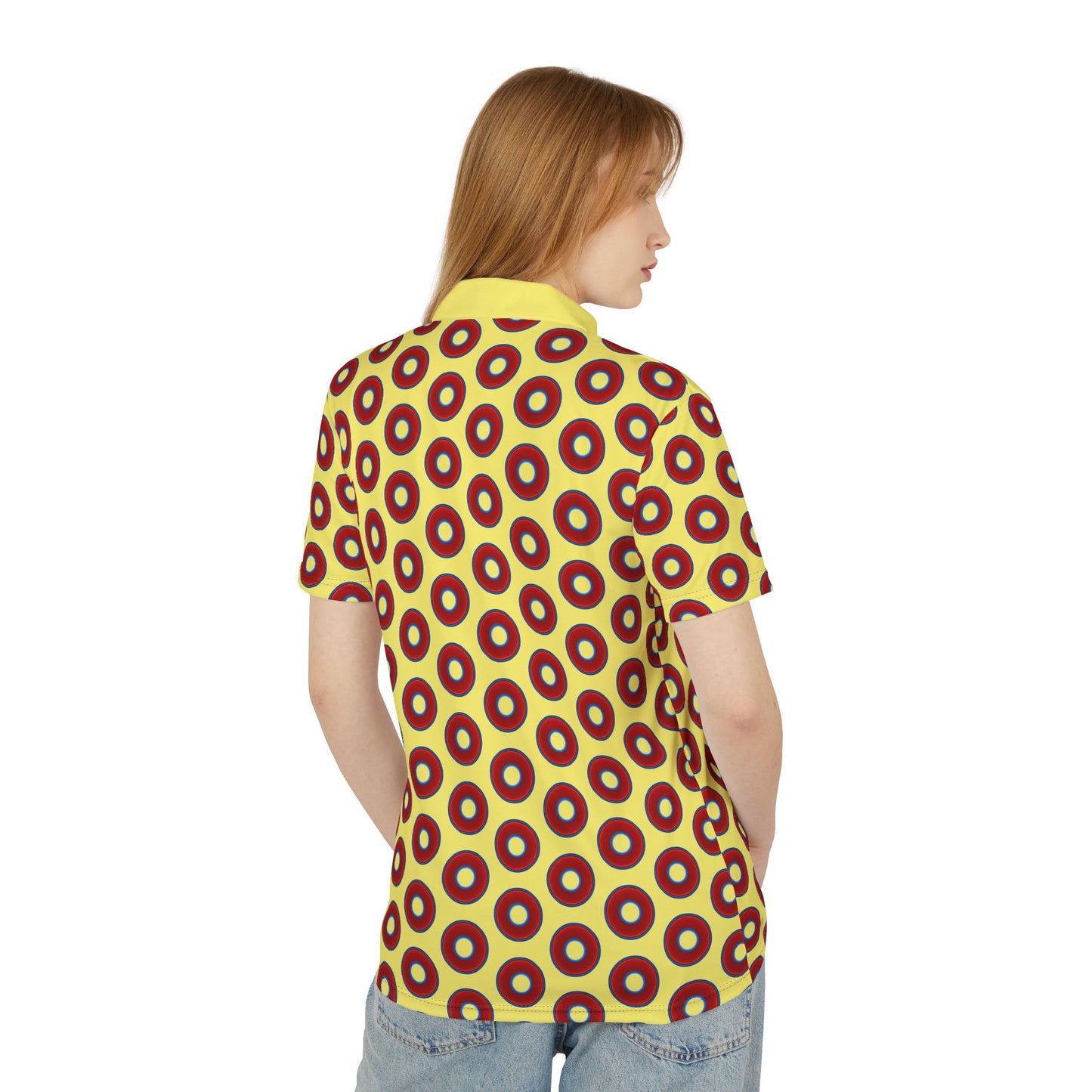 AOP Donut Polo - vivid donut print w/yellow background [unisex]