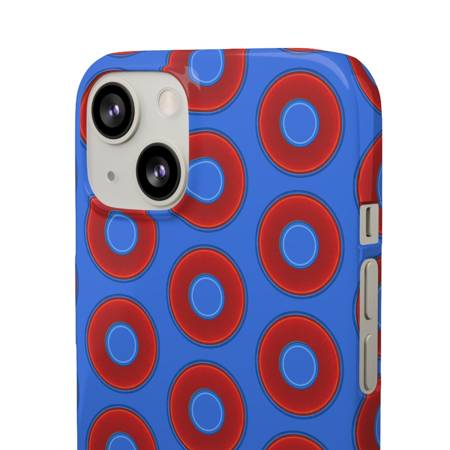 Lumpy Donut Snap Case - red vivid donut print w/medium royal blue background