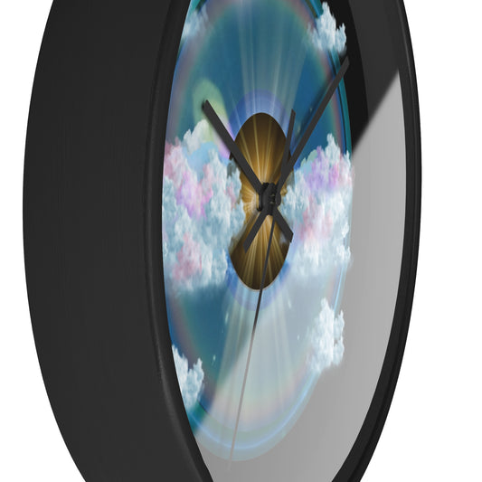 Lumpy Wall Clock - "The Divided Donut Clock" - variant 2 -  sky donut w/black background  [*charitable donut]