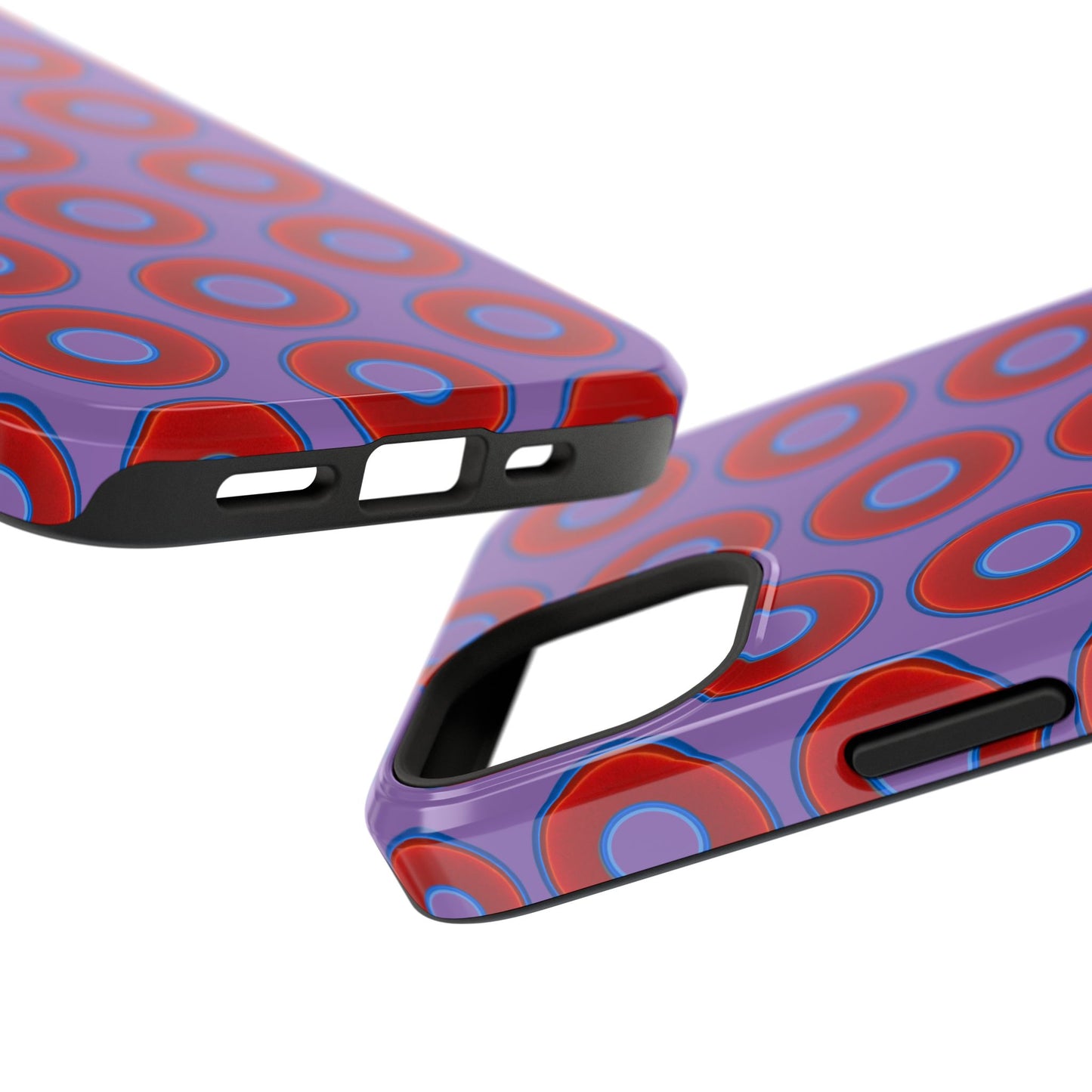 Impact-Resistant Lumpy Donut Case - red vivid donut print w/light purple background