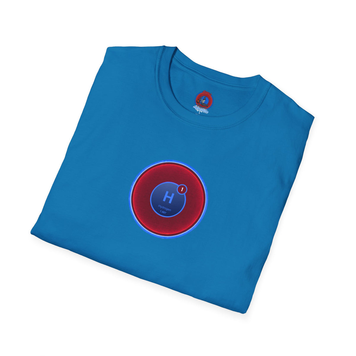 Classic Donut Tee - Unisex Soft-Style - "I am 10% Hydrogen Tee" - vivid red/light blue donut