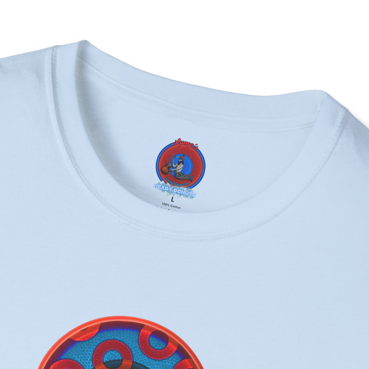 Classic Donut Tee - Unisex Soft-Style - "Wooked Cream - YEMSG Donut " - blue/red rustic paradox donut - variant 1