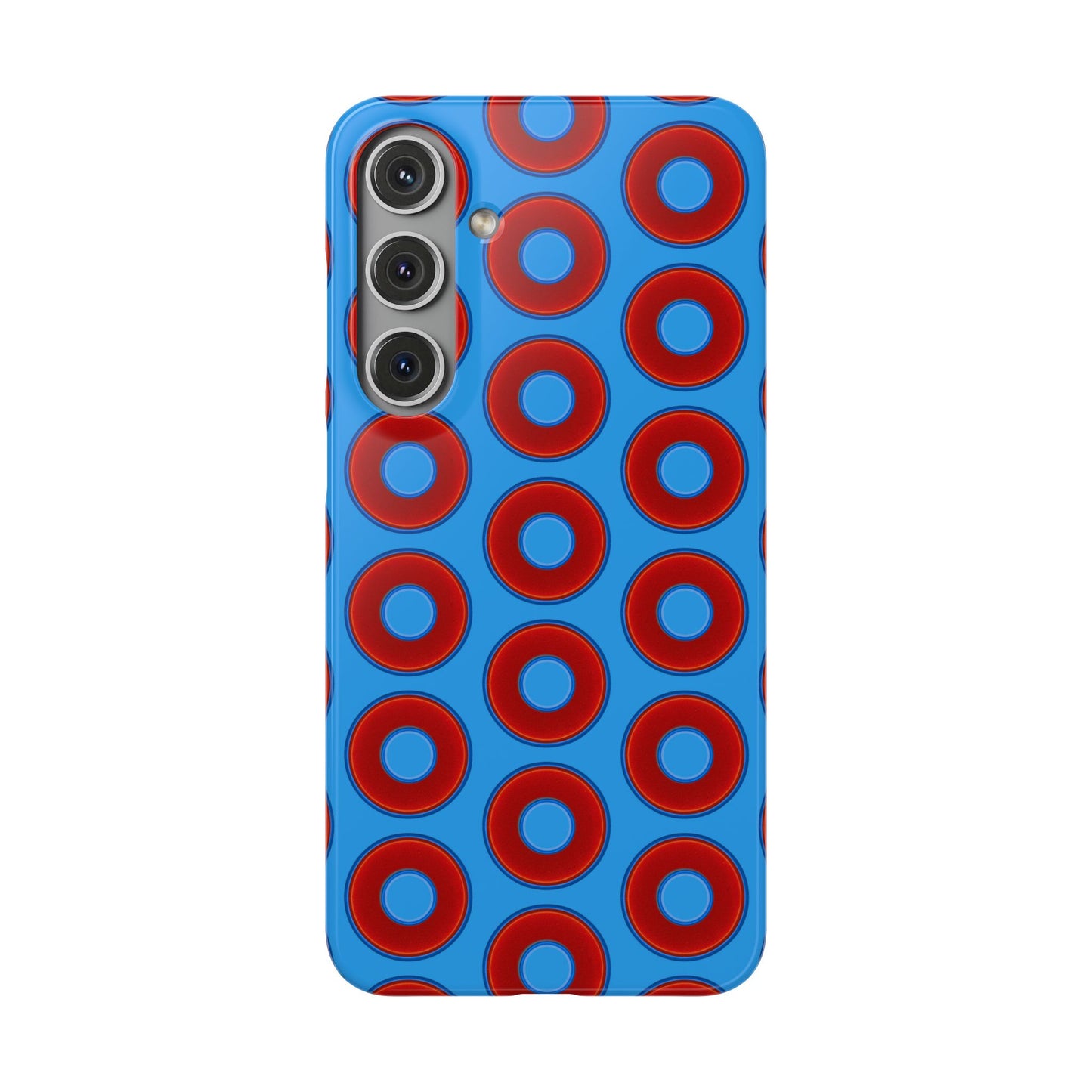 Lumpy Donut Snap Case - red vivid donut print w/sky royal blue background
