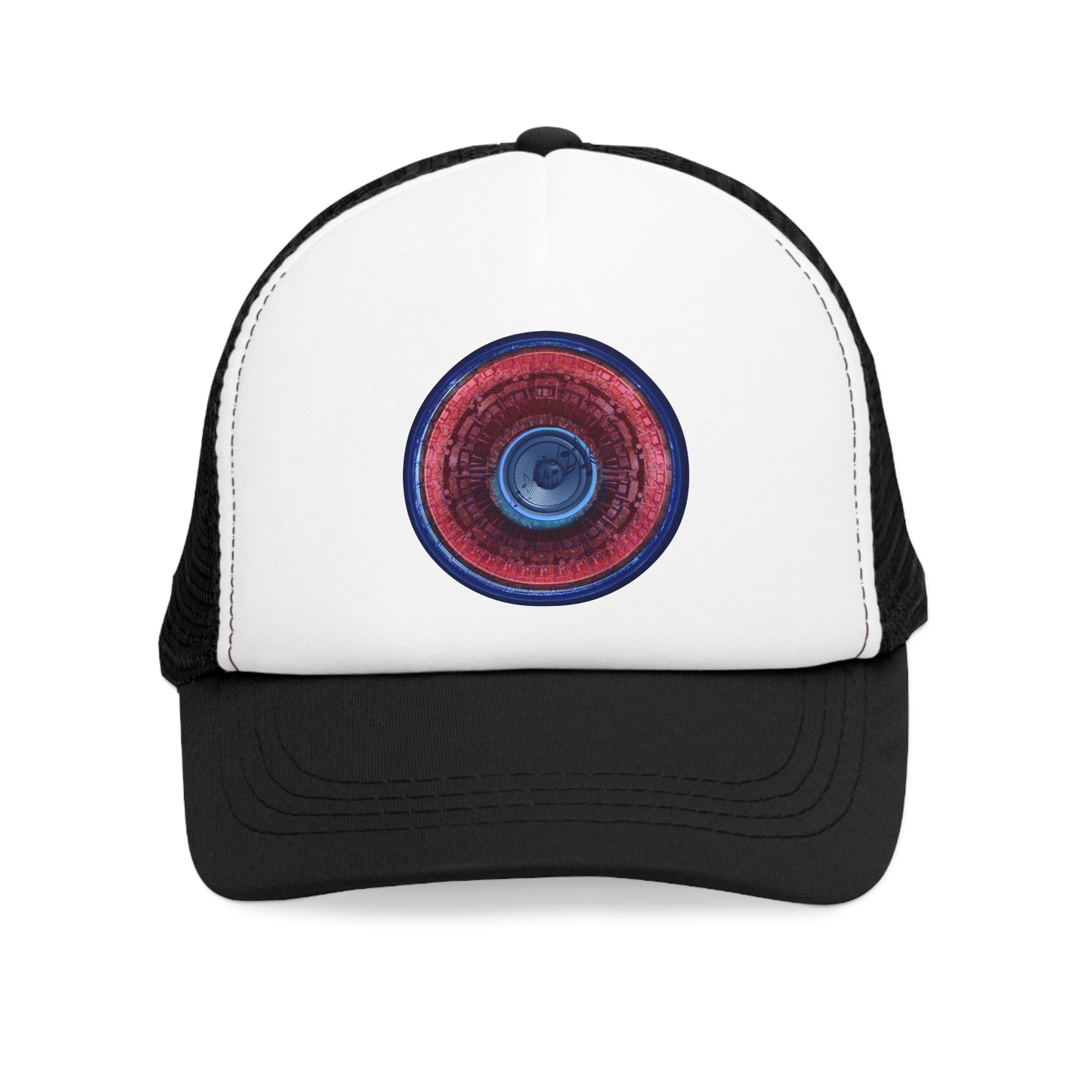Lumpy Trucker Hat - "Fresh Plain Tube Donuts" - variant 1 - red/dark blue donut