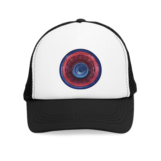 Lumpy Trucker Hat - "Fresh Plain Tube Donuts" - variant 1 - red/dark blue donut