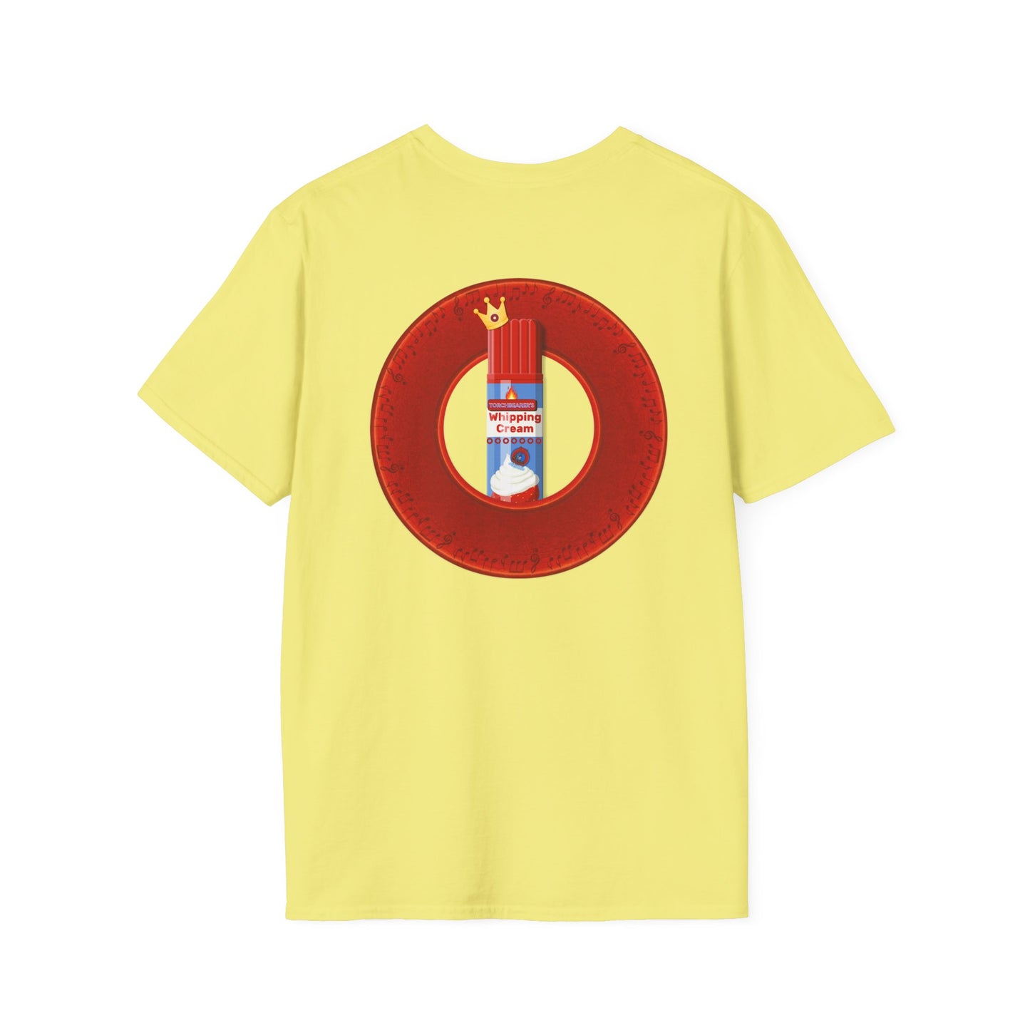 Classic Donut Tee - Unisex Soft-Style - "Princely Wooked Cream in a Can - YEMSG Donut " - vivid red donut