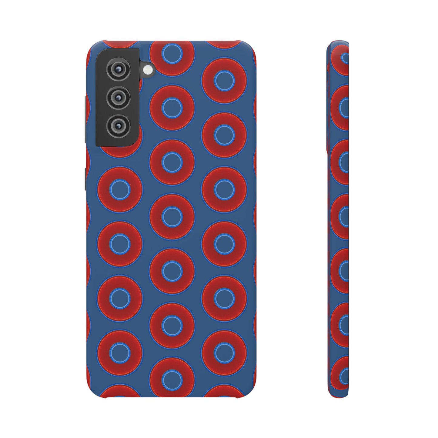 Lumpy Donut Snap Case - red vivid donut print w/light navy blue background