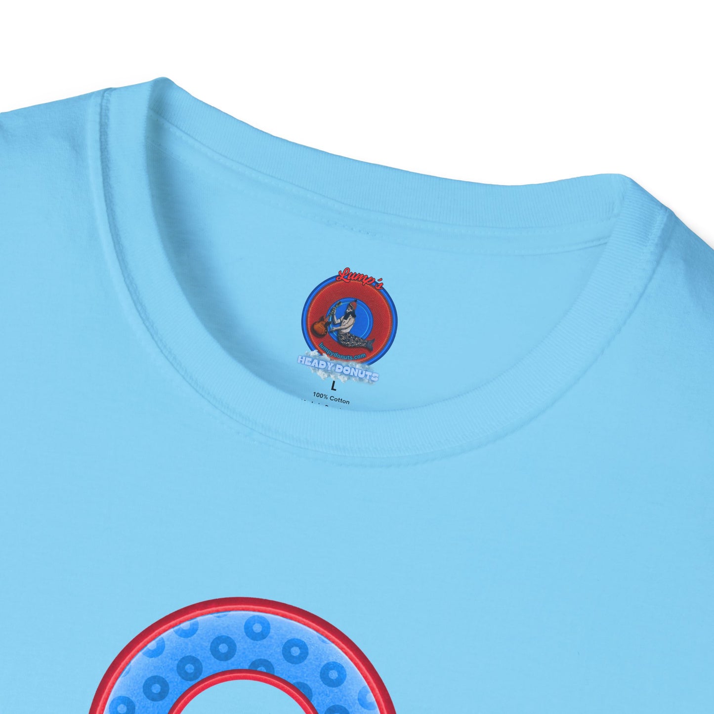 Plain Donuts/Unisex Soft-Style - "Plain Wide Mouthed Paradoxical Donuts" - light blue/red donuts