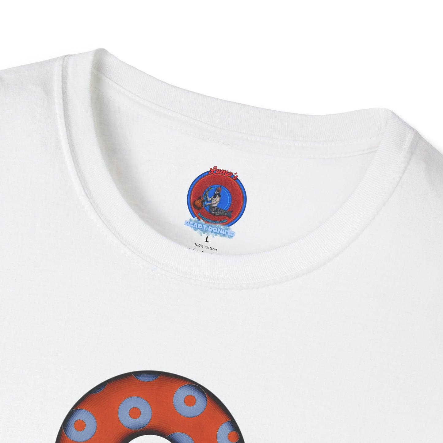 Plain Donuts/Unisex Soft-Style - "Plain Blimpy Paradoxical Donuts" - light blue/orange donuts