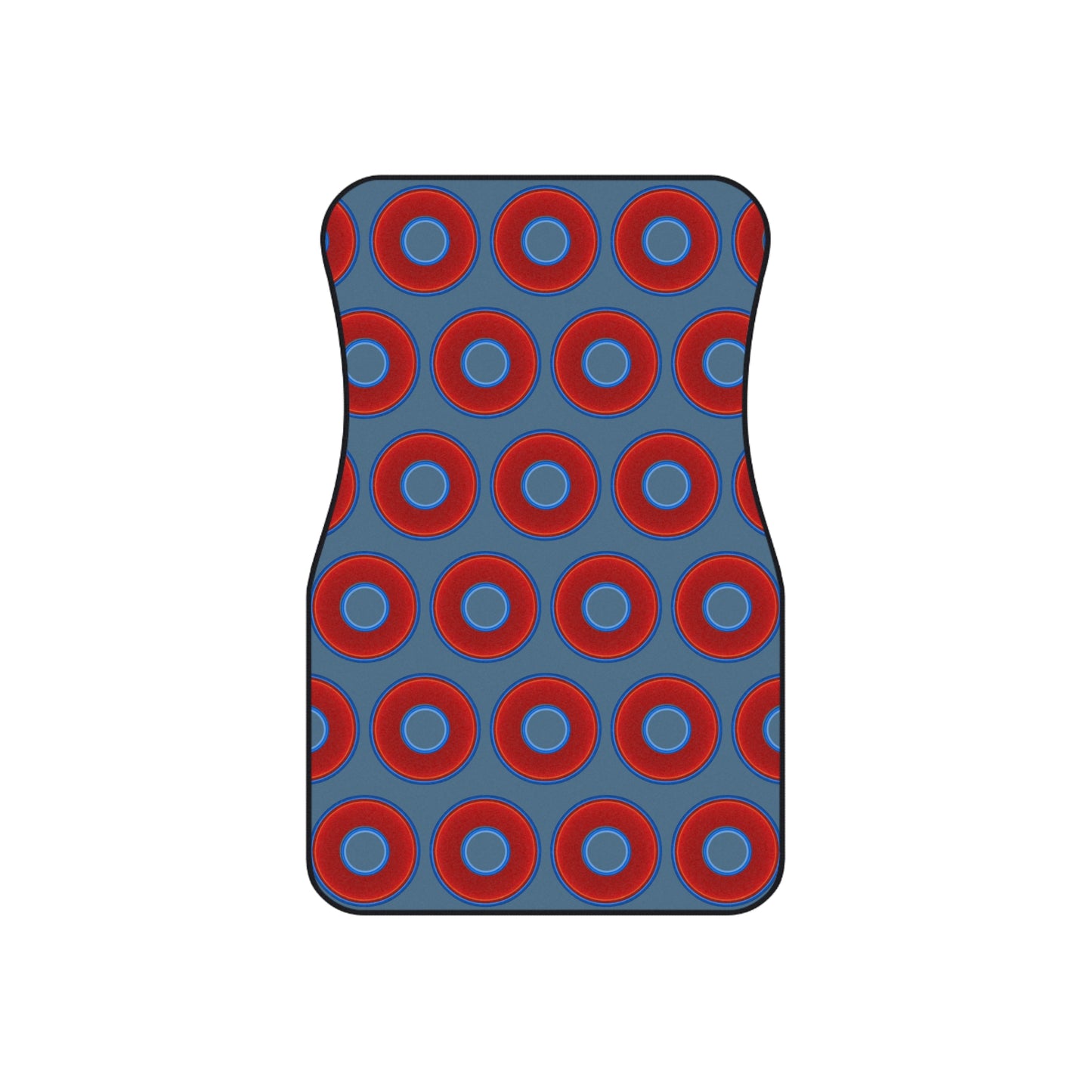 Contacted Car Mats - vivid donut print w/steel blue background