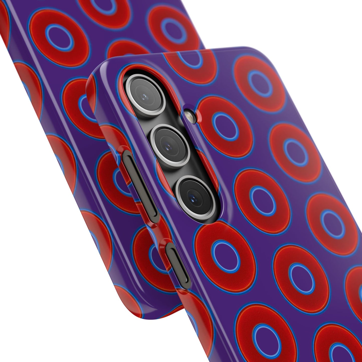 Lumpy Donut Snap Case - red vivid donut print w/dark purple background