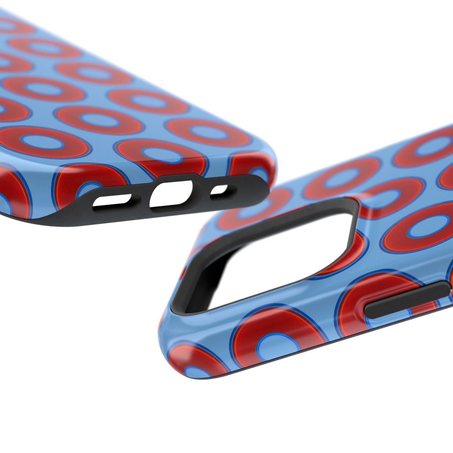 Impact-Resistant Lumpy Donut Case - red vivid donut print w/light blue background