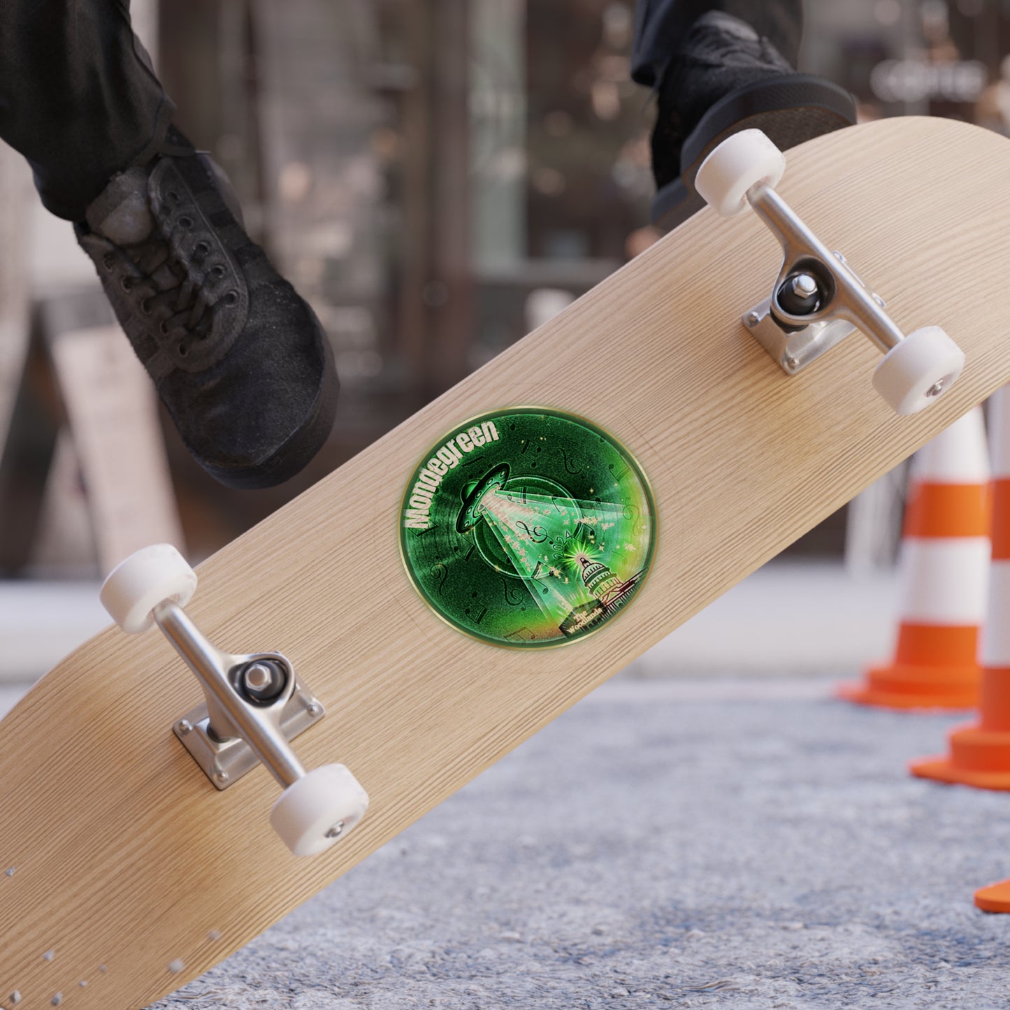 Donut Bumper/Outdoor Sticker - "Close Encounters of the Delaware Kind" - series 1.0 - variant 2 - green donut - [Die-Cut] 6"x 6"