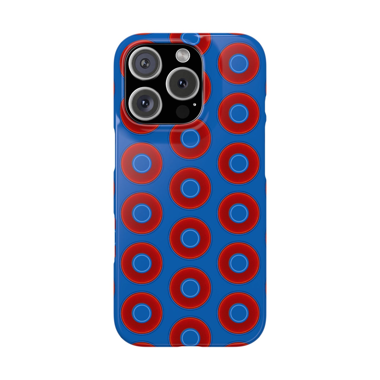 Lumpy Donut Snap Case - red vivid donut print w/dark royal background