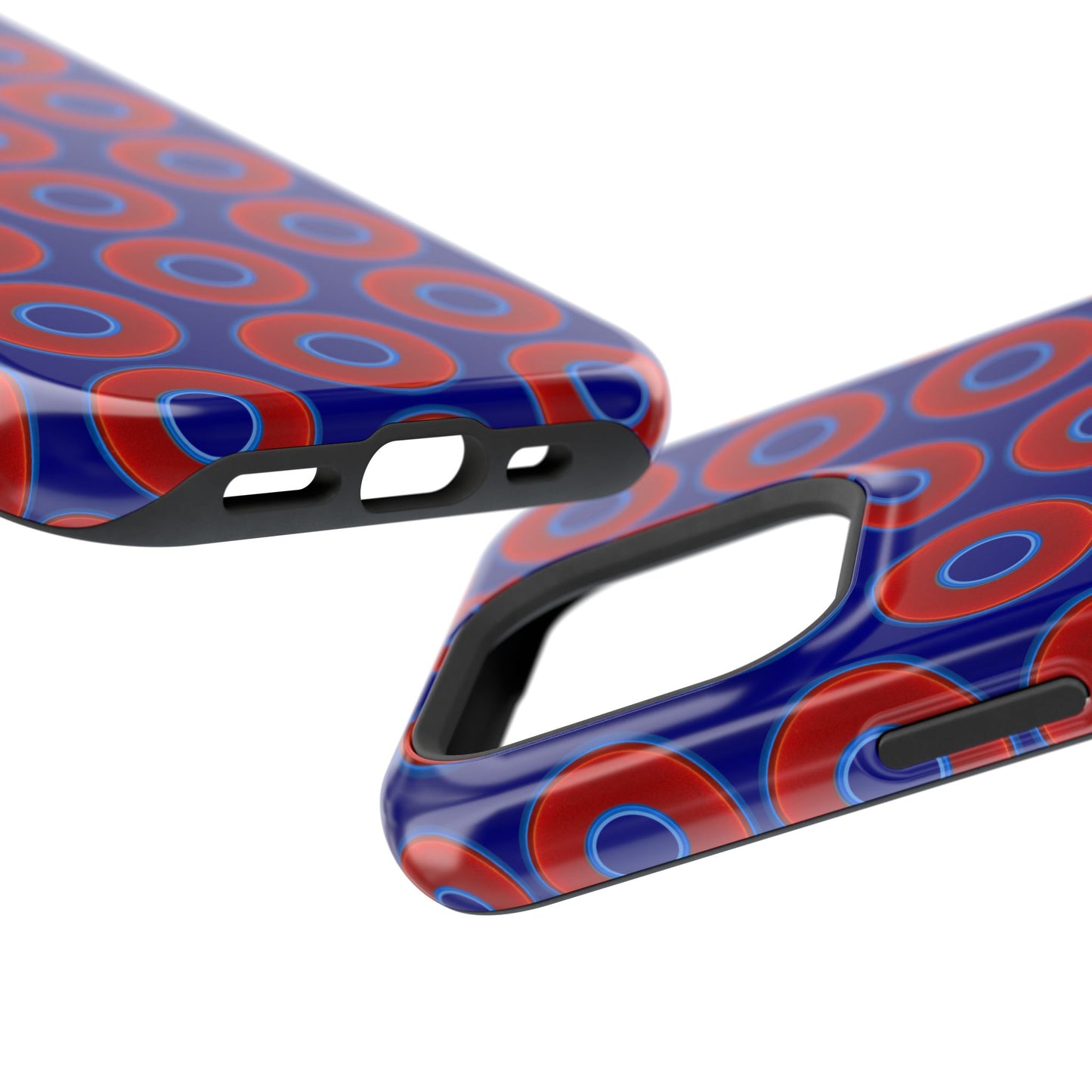 Magnetic Tough Donut Case - red vivid donut print w/vivid navy blue background