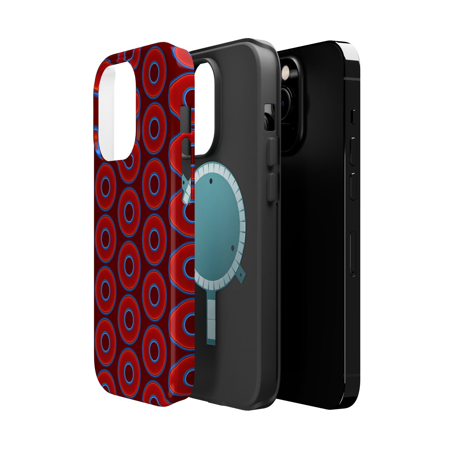 Magnetic Tough Donut Case - red vivid donut print w/dark red background