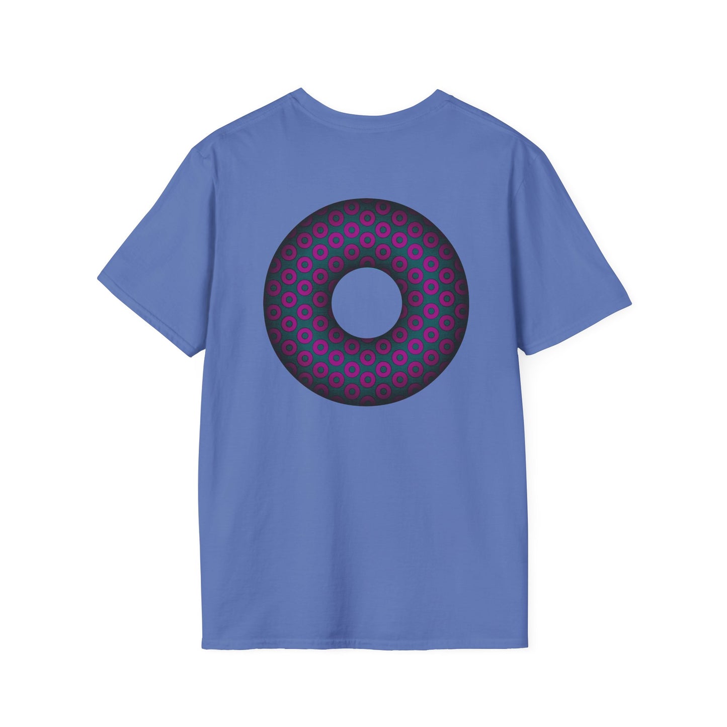 Plain Donuts/Unisex Soft-Style - "Plain Paradoxical Grided Donuts" - dark magenta/faded navy donuts