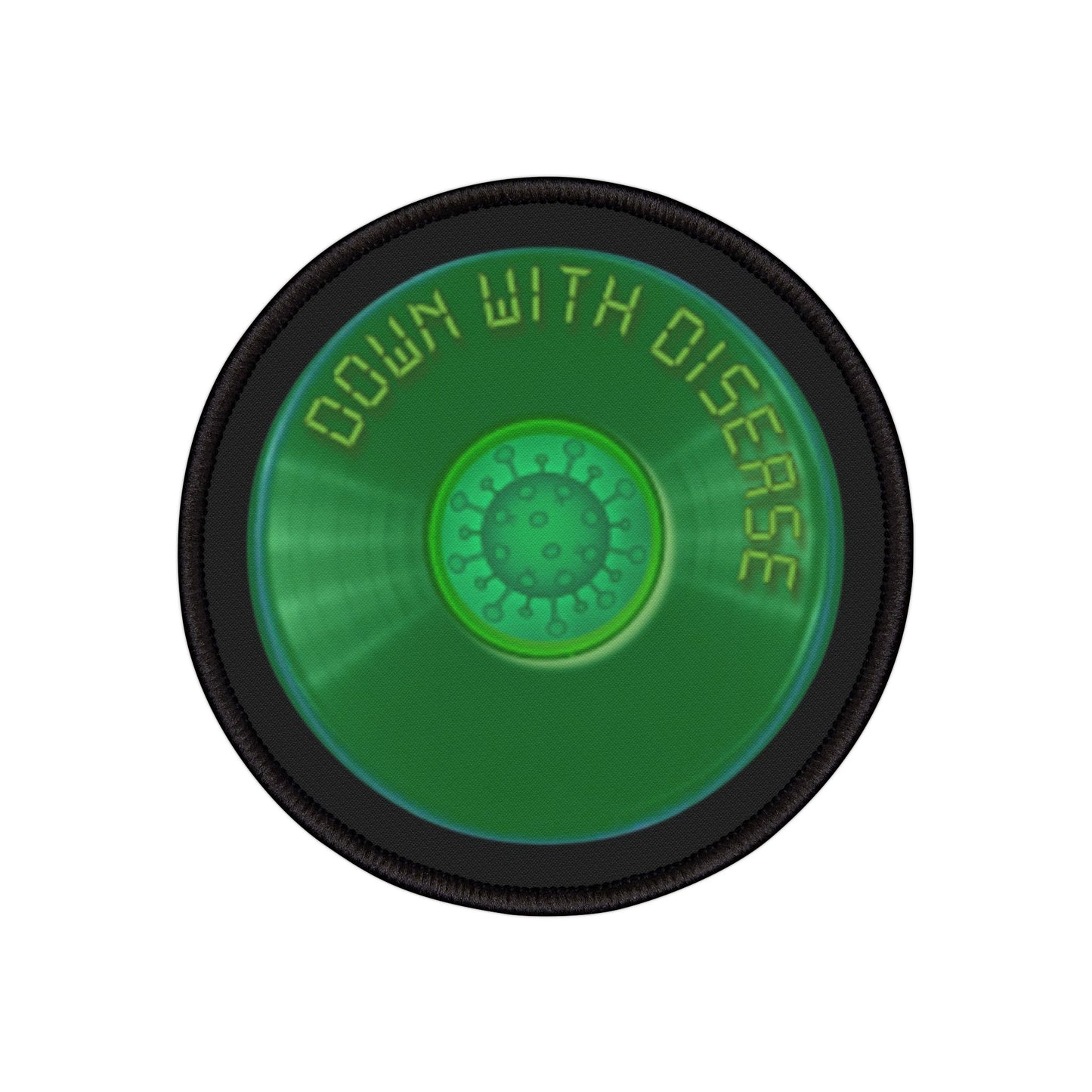 Iron-On Donut Patch - "Down w/this Donut Patch" - green record donut