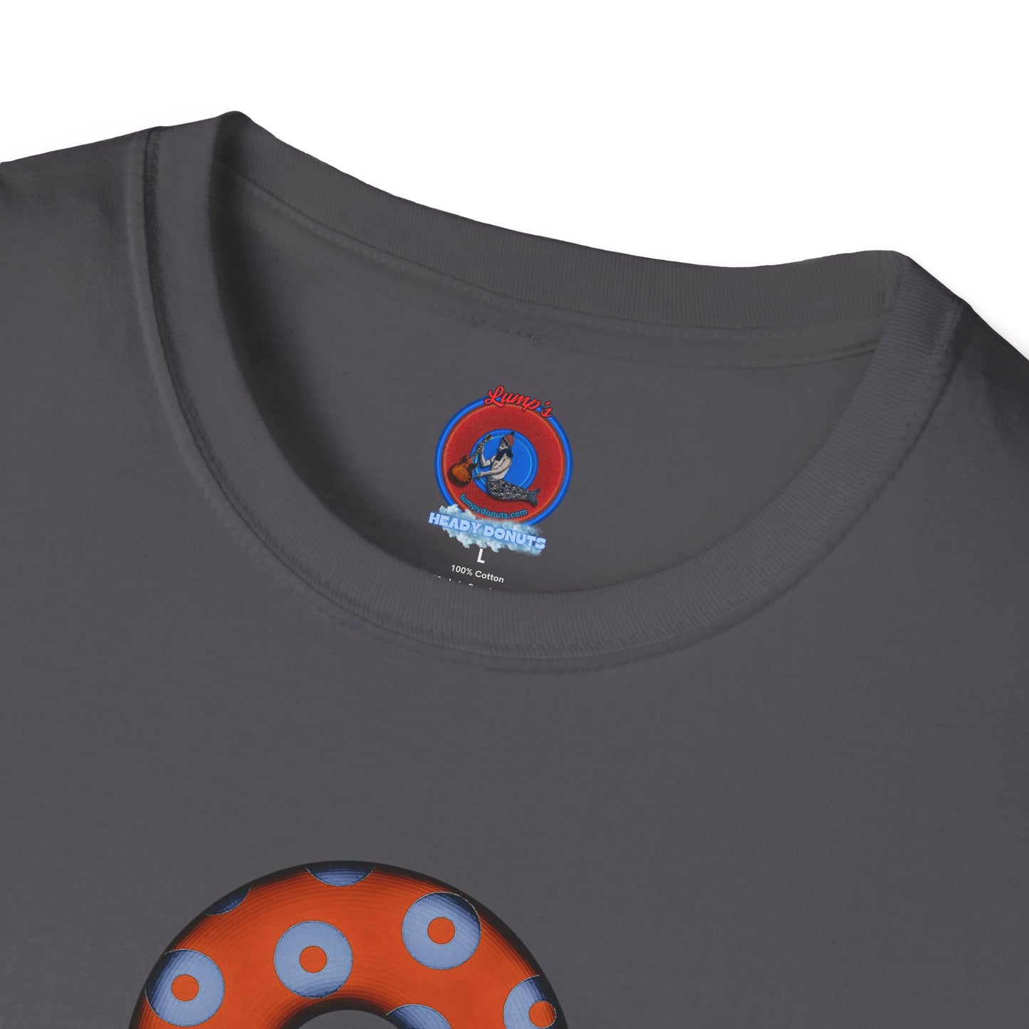 Plain Donuts/Unisex Soft-Style - "Plain Blimpy Paradoxical Donuts" - light blue/orange donuts