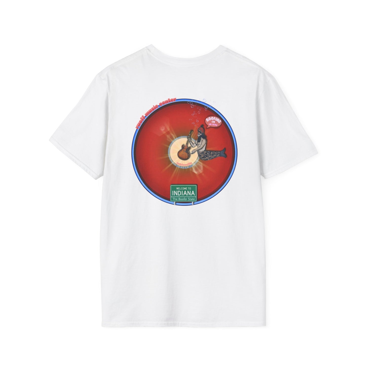 Classic Donut Tee - Unisex Soft-Style - "Indiana is for Boofers" - vivid red/blue plumpy donut - variant 1 - w/toppings