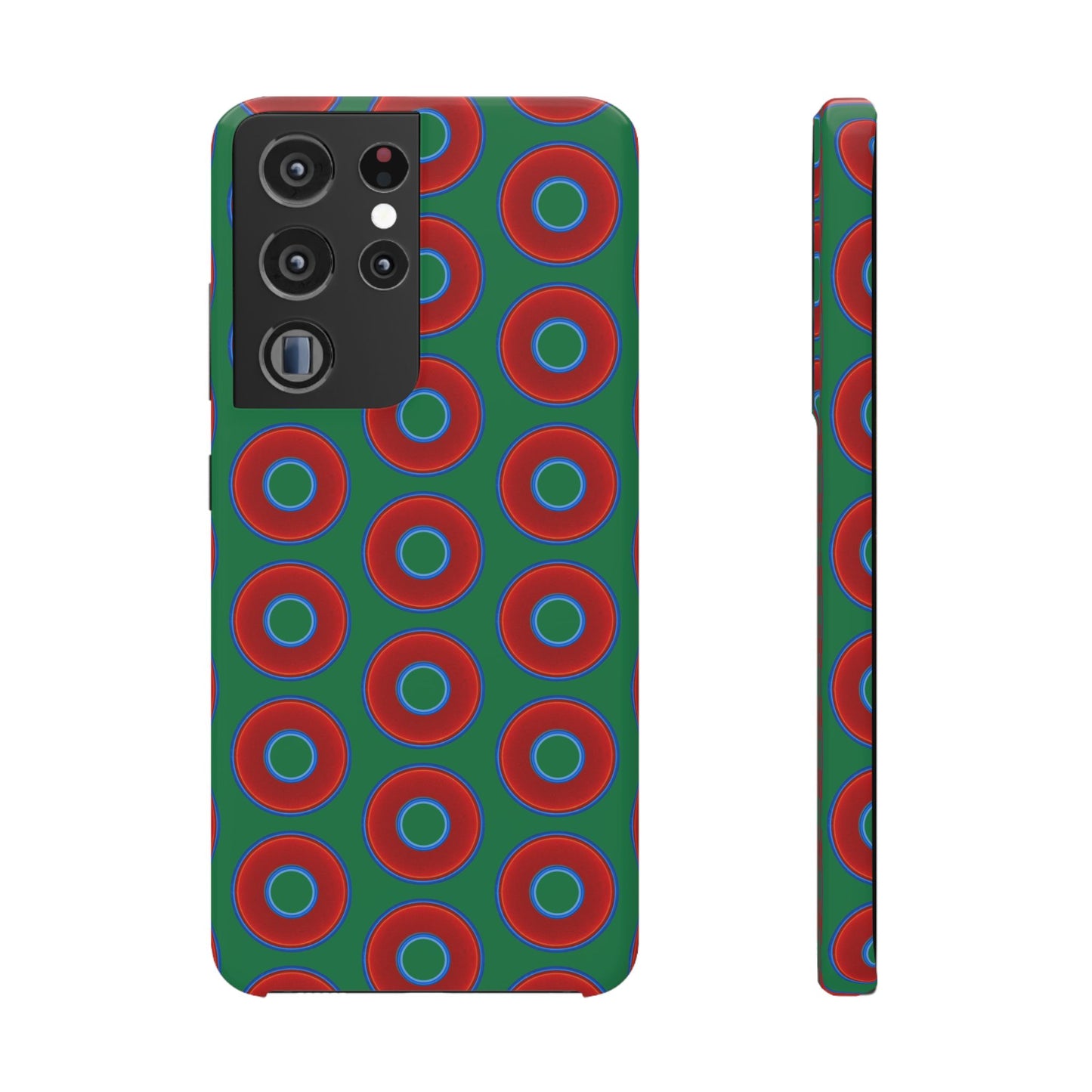Lumpy Donut Snap Case - red vivid donut print w/green background