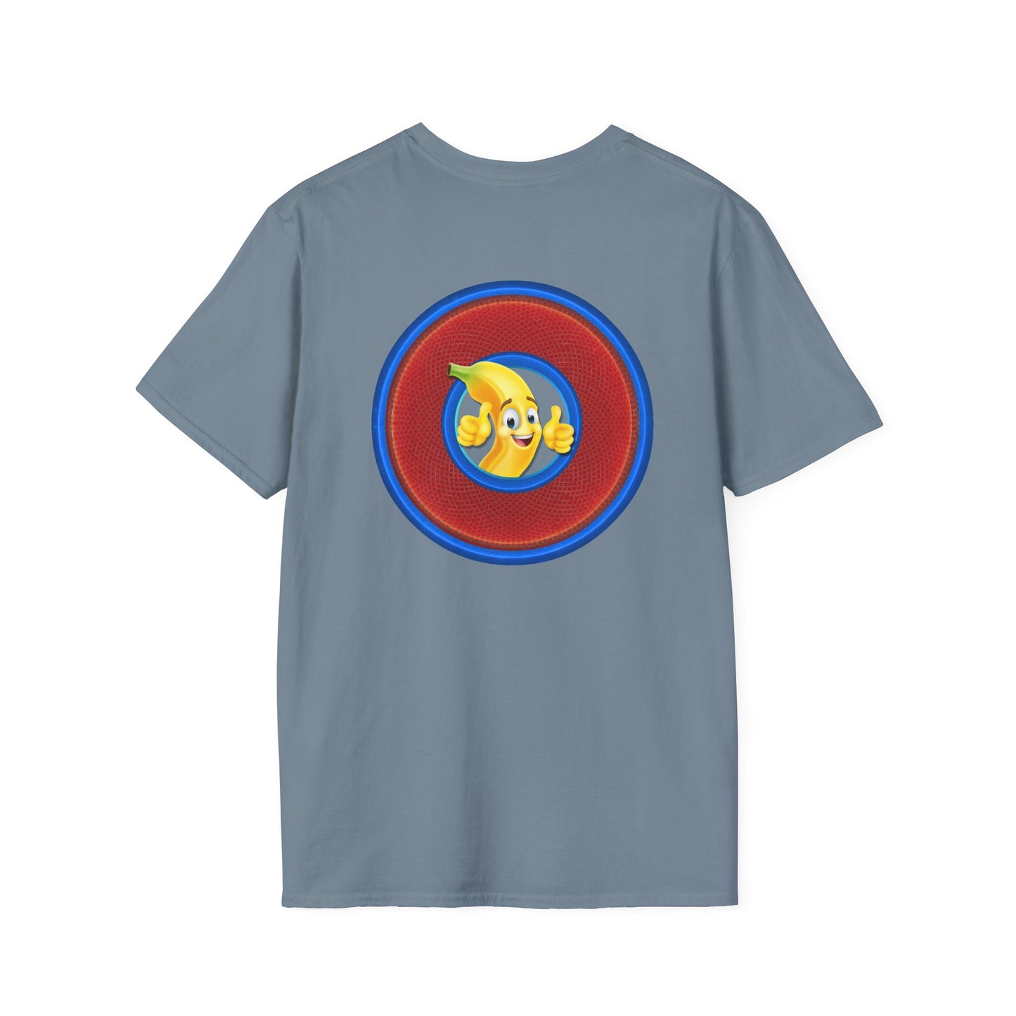 Classic Donut Tee - Unisex Soft-Style - "Dis sheet, it's bananas!" - series 1.0 - variant 6 - traditional red/blue donut