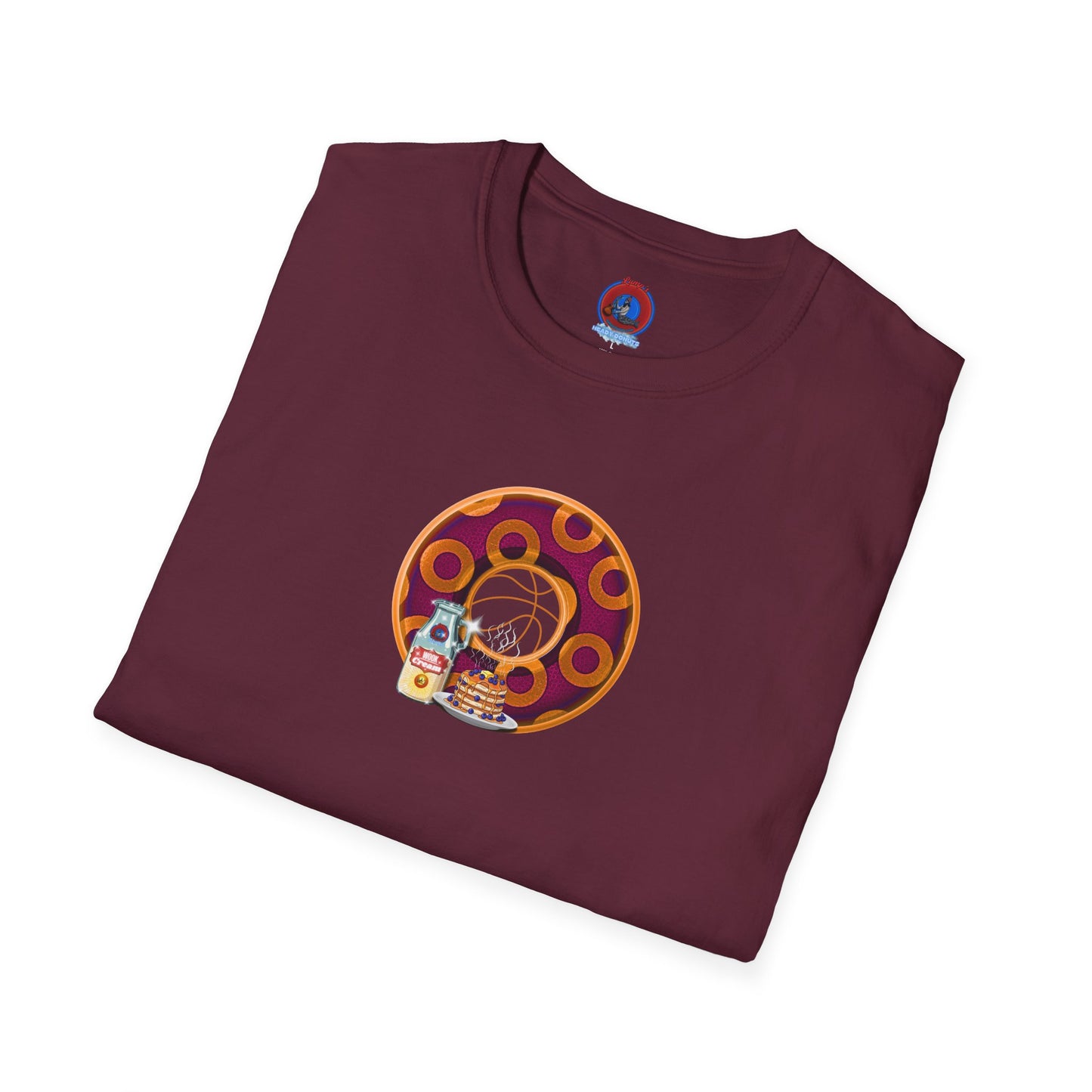 Classic Donut Tee - Unisex Soft-Style - "Princely Wooked Cream - YEMSG Donut " - burgundy/orange rustic paradox donut - variant 2