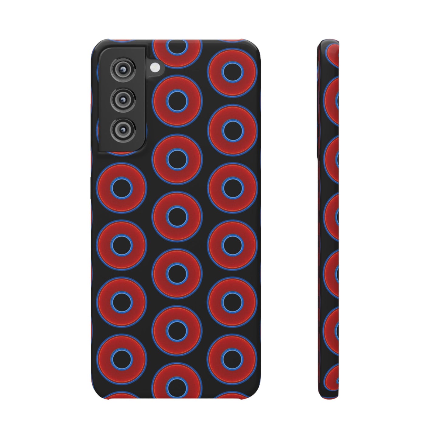 Lumpy Donut Snap Case - red vivid donut print w/black background