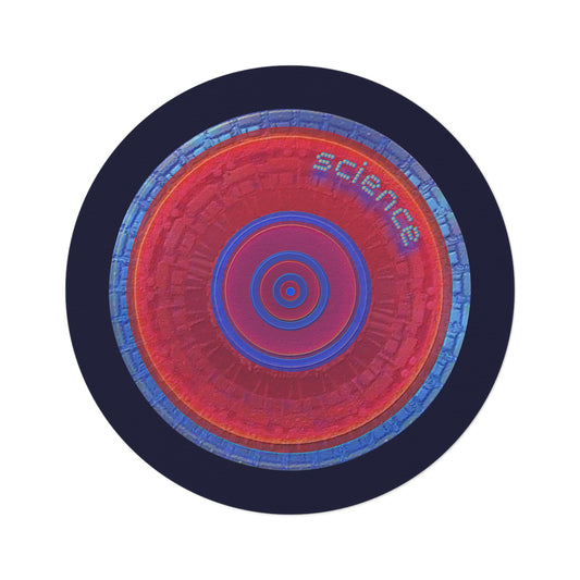 Round Room - 5 ft x 5 ft Lumpy Donut Rug - "The Scientific Donut Rug" - vivid red/blue tube donut w/dark navy background