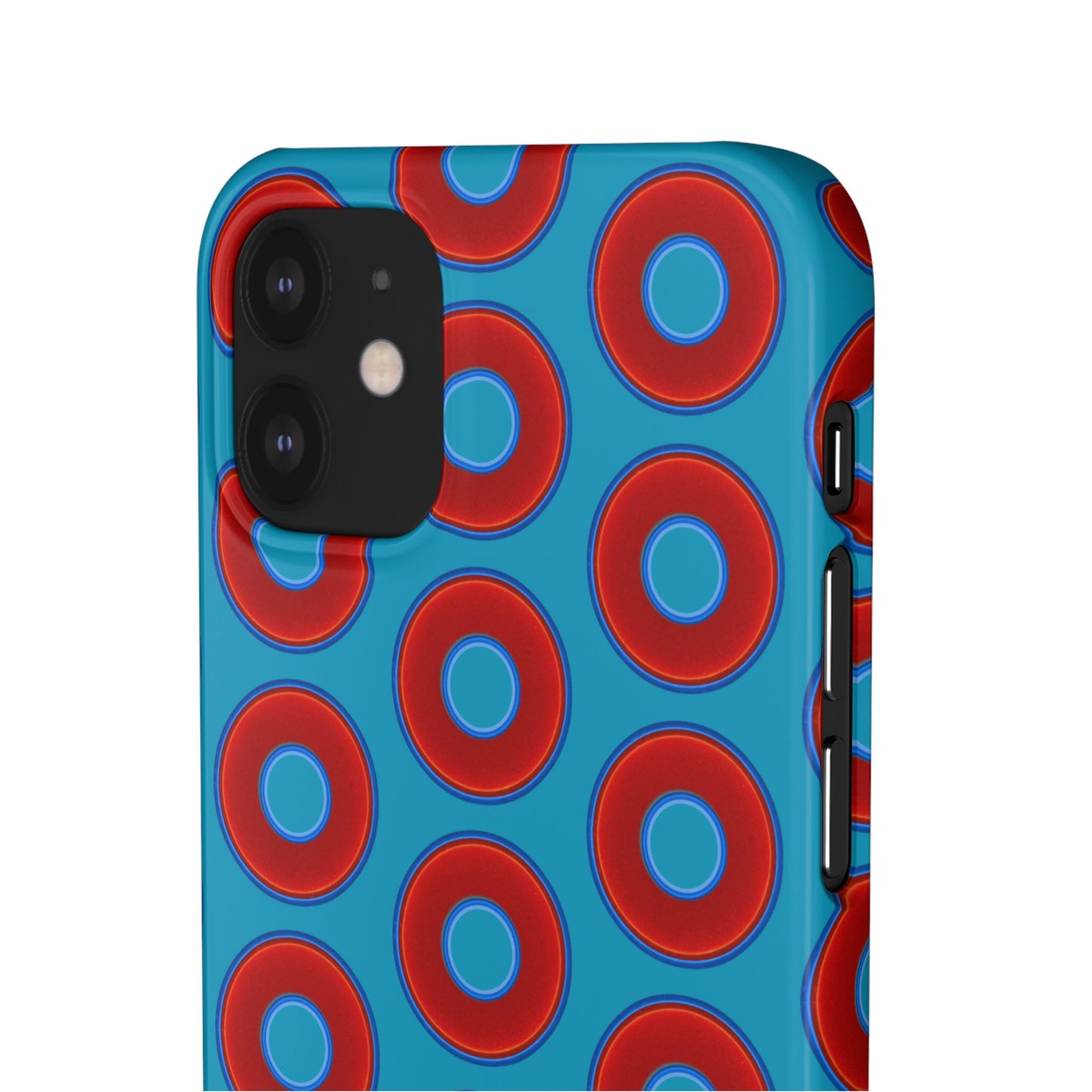 Lumpy Donut Snap Case - red vivid donut print w/aquamarine blue background