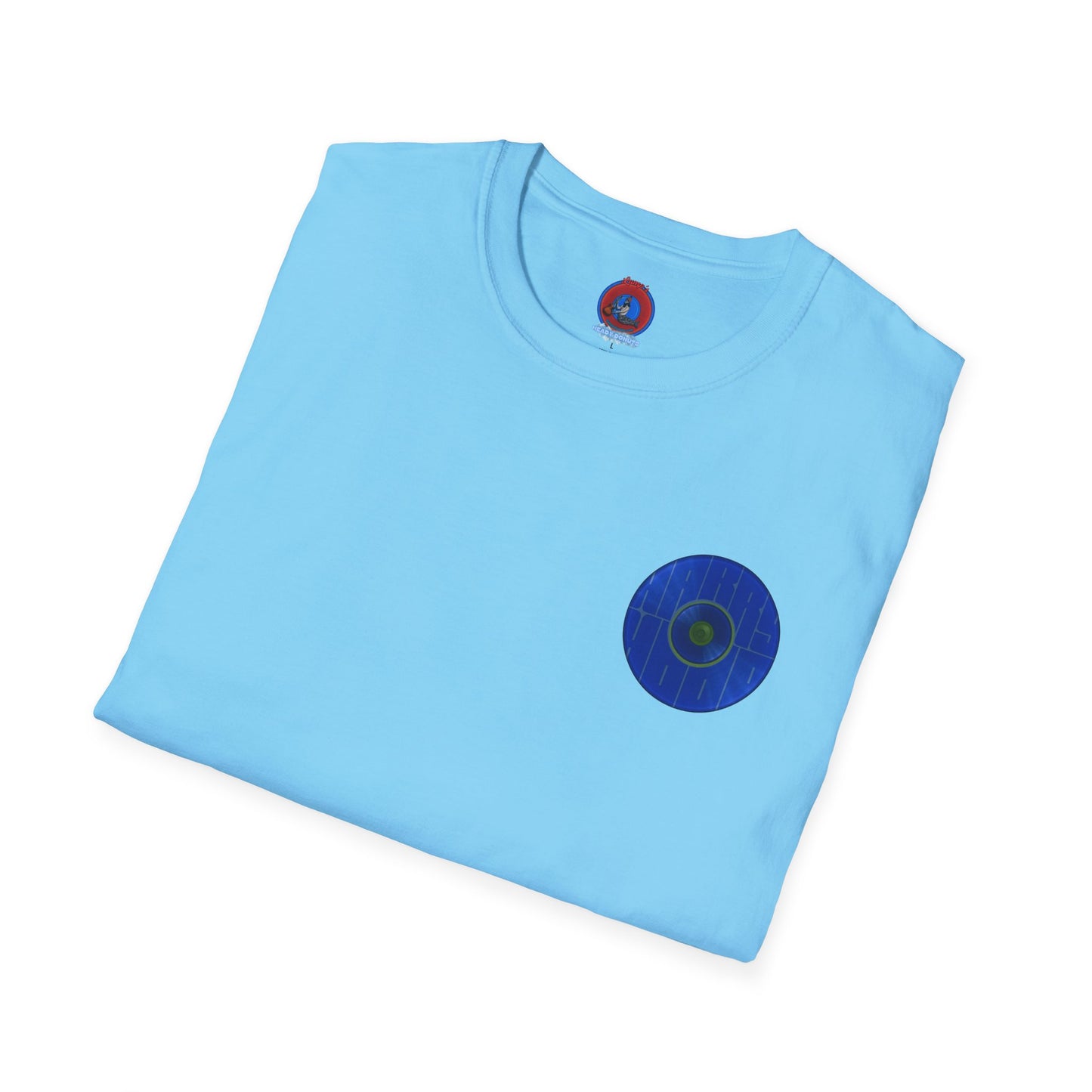 Classic Donut Tee - Unisex Soft-Style - "Harry's Hoodlum Donut" - series 1.0  - variant 3 - lights off/blue donut(s)
