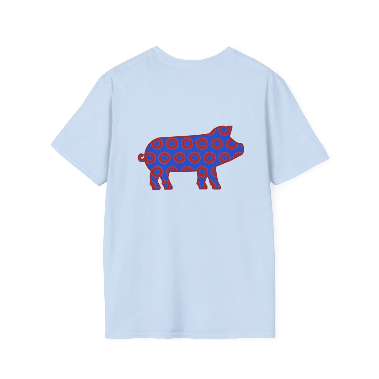 Classic Donut Tee - Unisex Soft-Style - "Guyute's Ugly Donut" - vivid red/blue donut pattern - variant 3