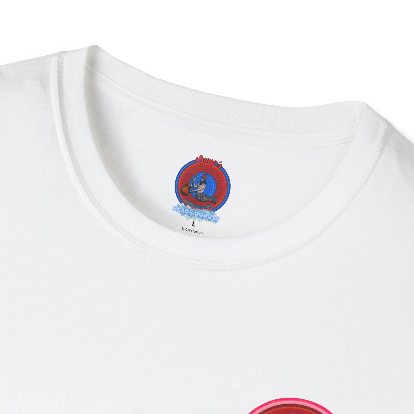 Classic Donut Tee - Unisex Soft-Style - "Got Rhombus?" - series 1.0  - variant 2 - red/pink donut