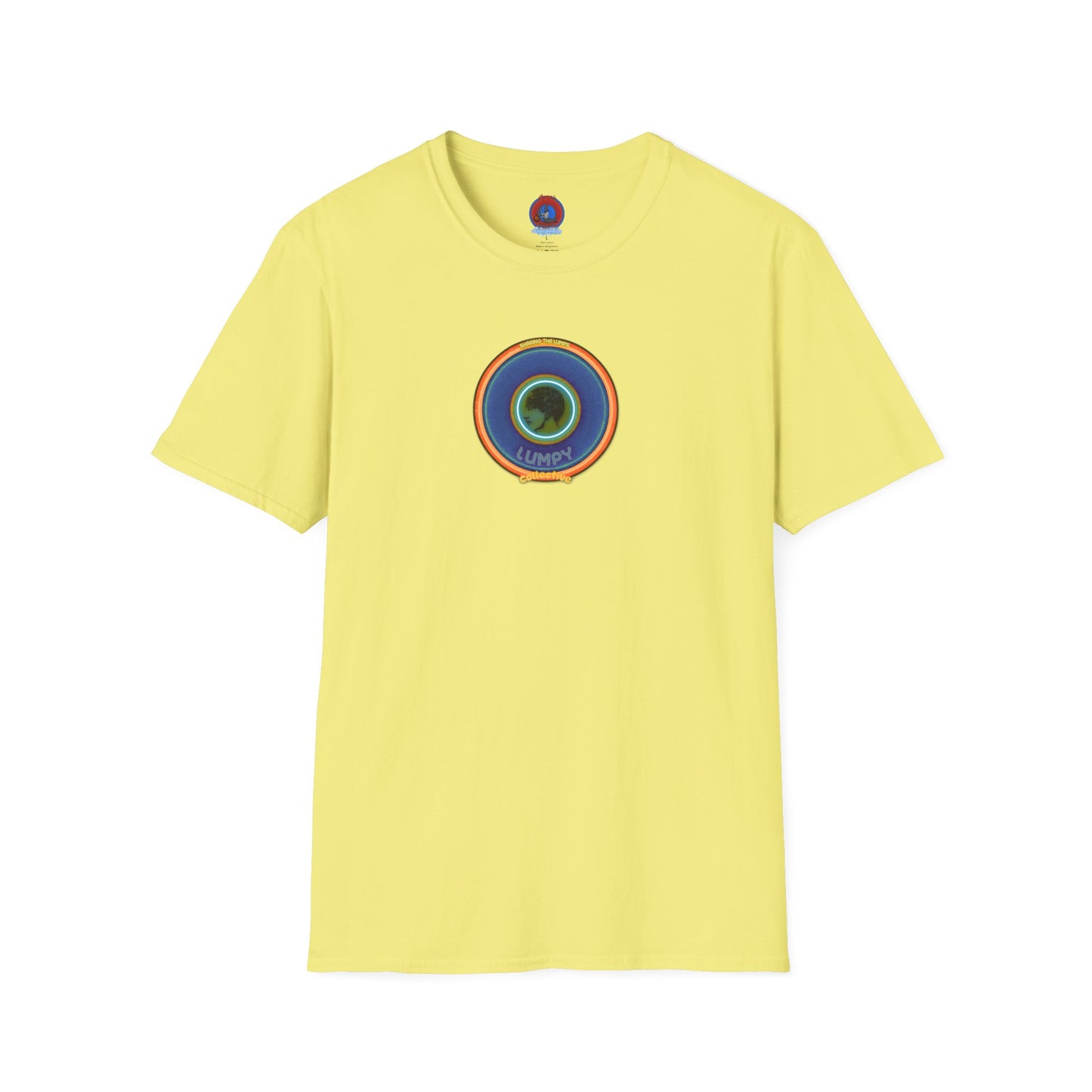 Classic Donut Tee - Unisex Soft-Style - "Lumpy Collective Donut" - blue/orange lumpy donut - variant 4