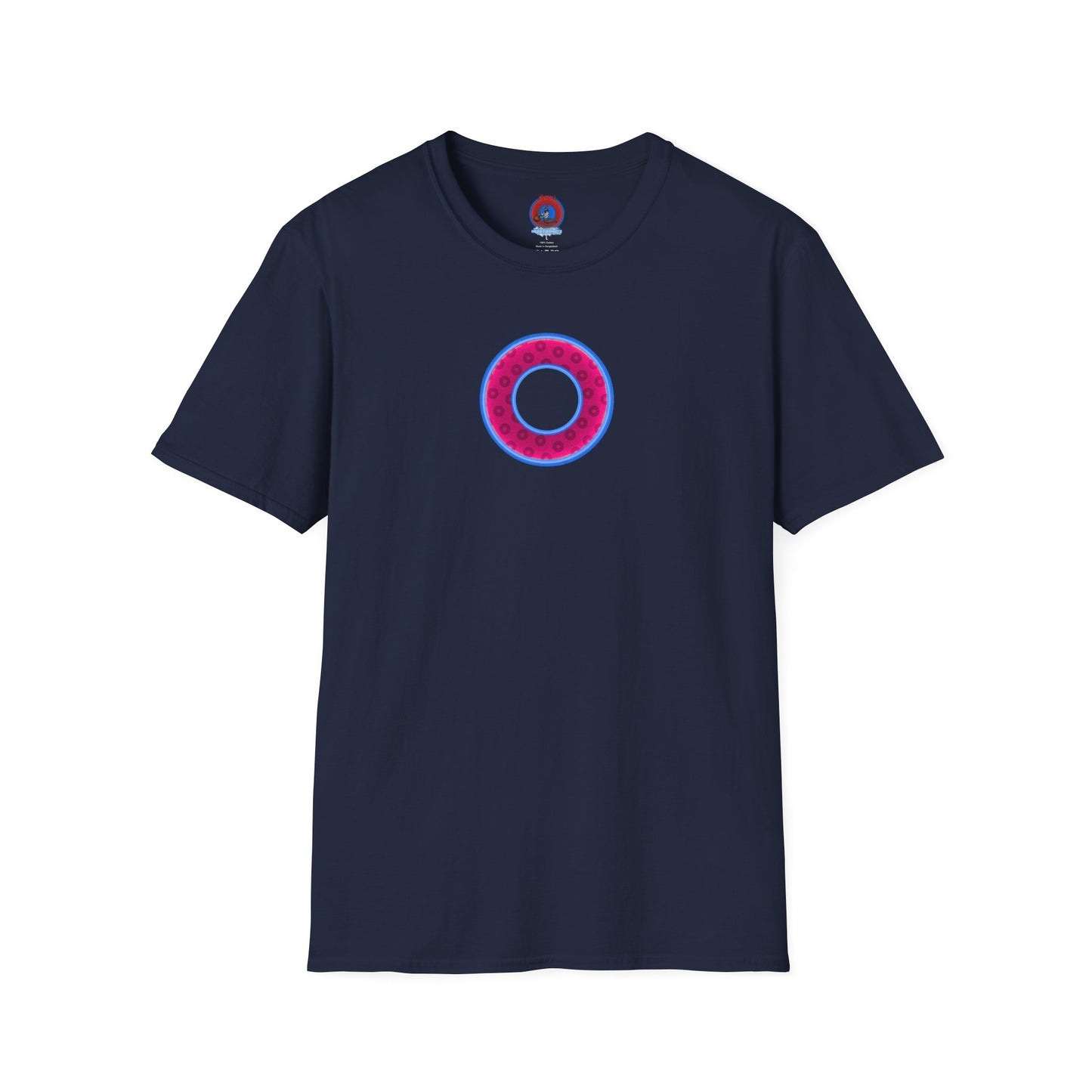 Plain Donuts/Unisex Soft-Style - "Plain Wide Mouthed Paradoxical Donuts" - bright magenta/light blue royal blue donuts