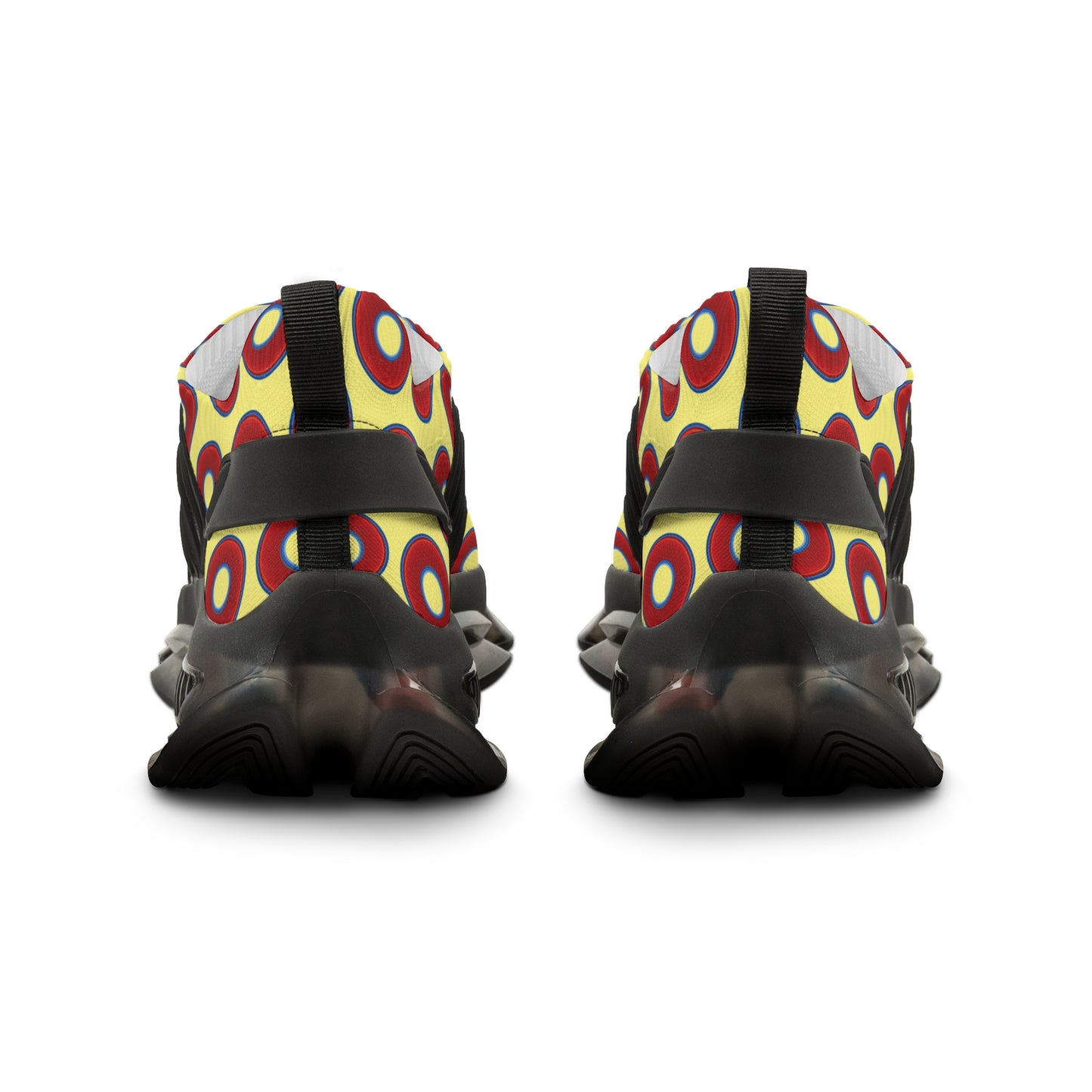 Donut Kicks - red vivid donut print w/yellow background