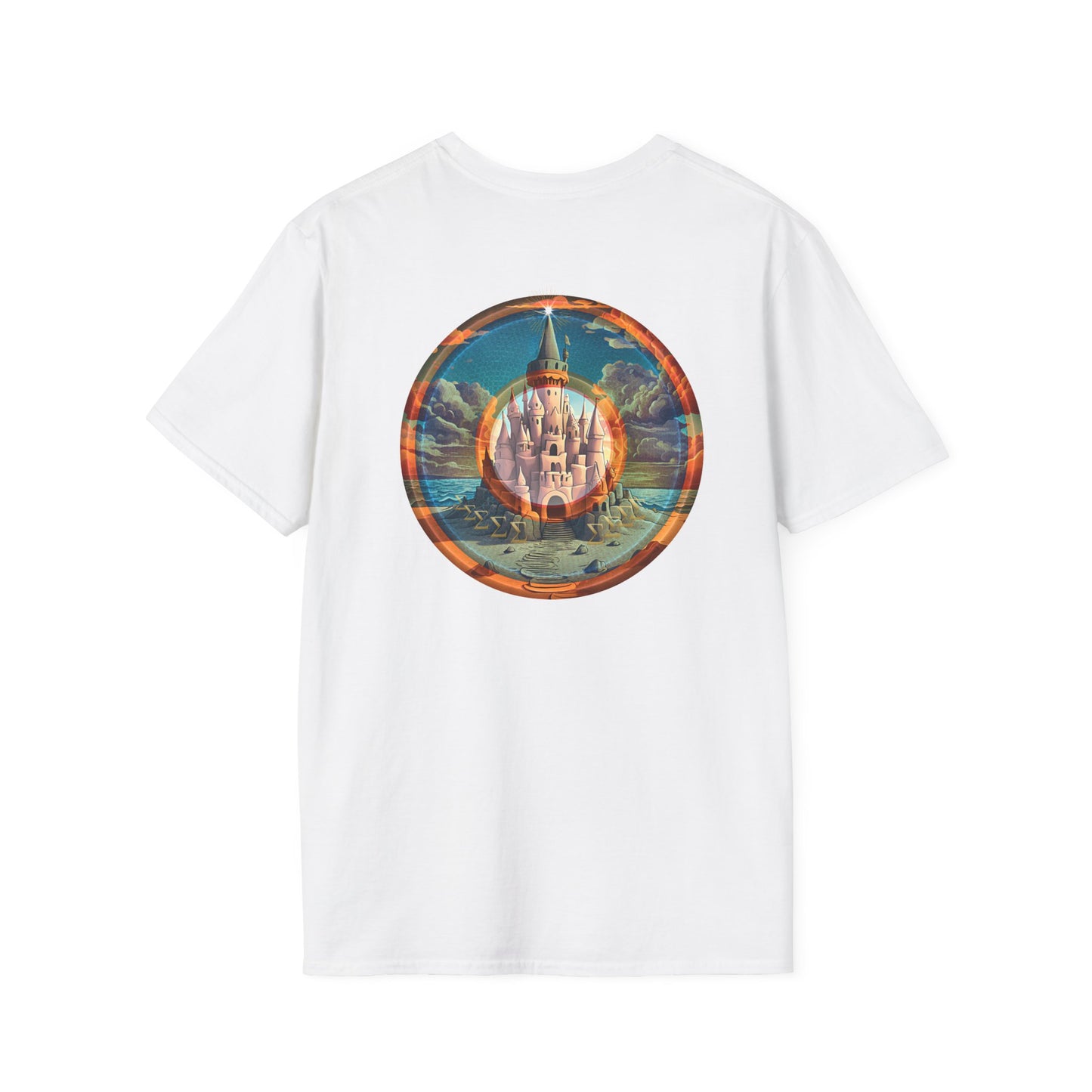 Classic Donut Tee - Unisex Soft-Style - "The Donut that Tides Never Reached" - series 1.0  - variant 1 - plain - blue/orange donut