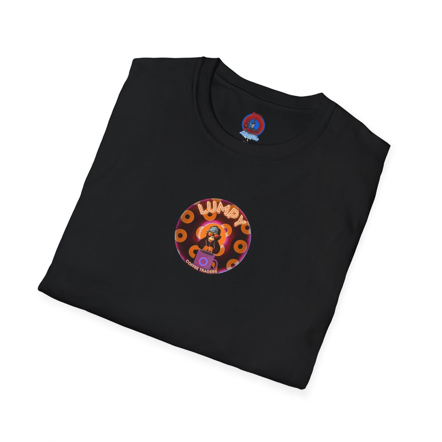 Coffee Traders Tee - Unisex Soft-Style - "Blastoff " - paradoxical donuts - variant 2 - logo front/mothership back