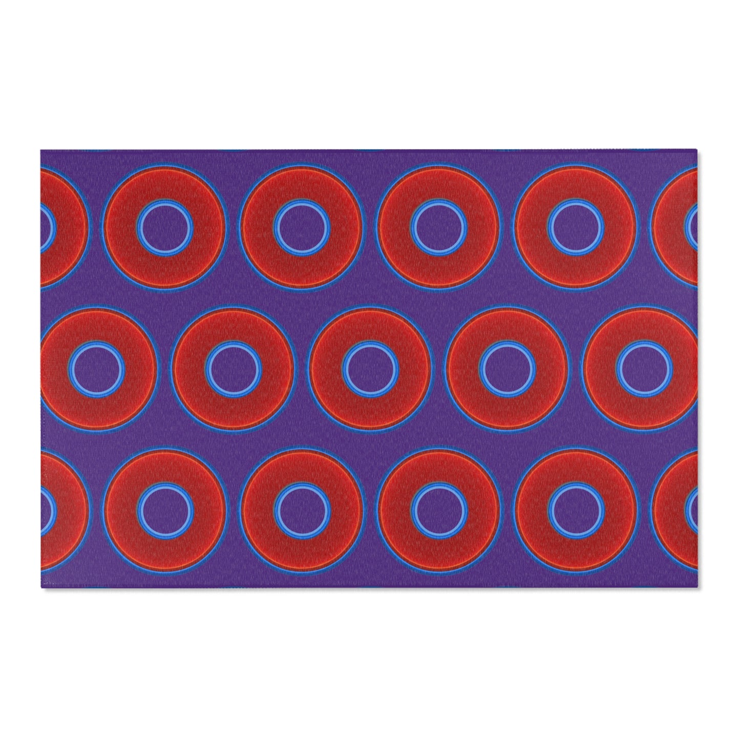 Lumpy Donut Print Rug - choice of 3 sizes - vivid red donut print w/purple background