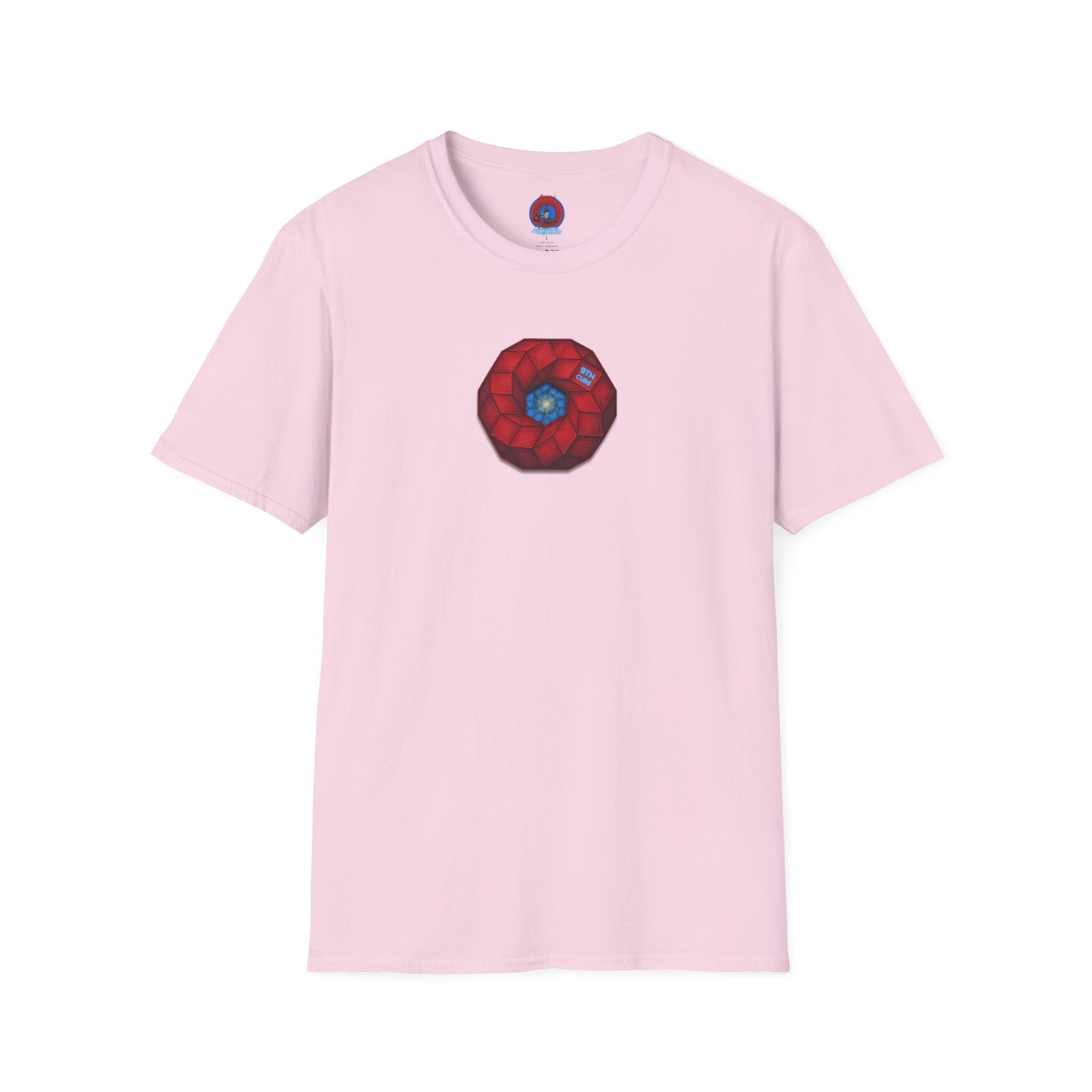 Classic Donut Tee - Unisex Soft-Style - "The 9th Donut" - rustic red/blue cubed donut - variant 2