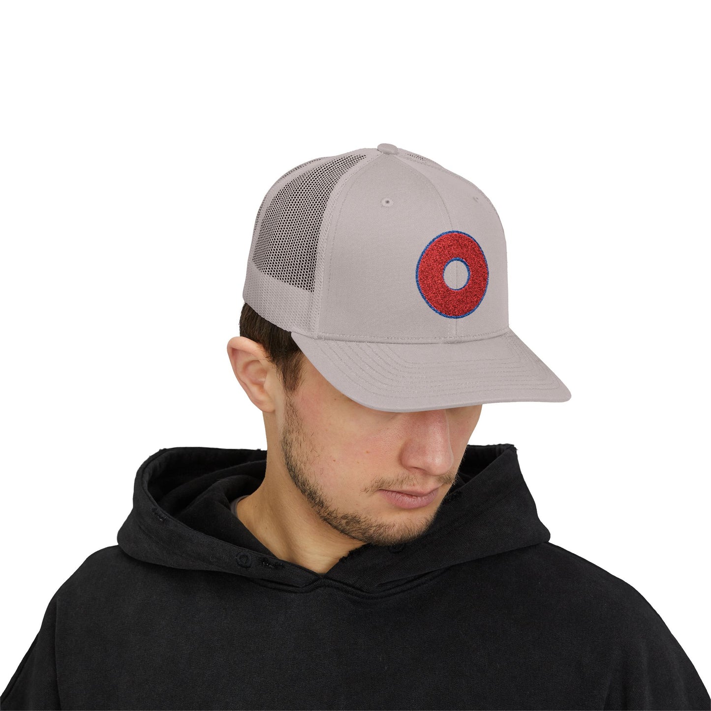 Lumpy Donut Trucker Hat - Red Embroidered Donut