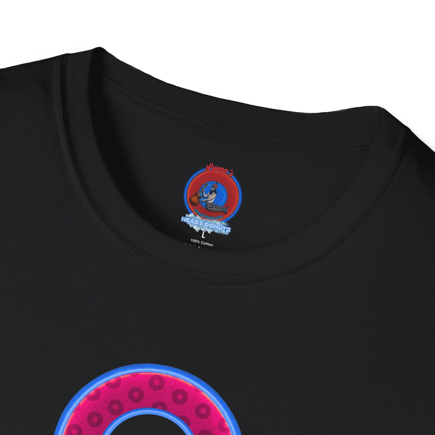 Plain Donuts/Unisex Soft-Style - "Plain Wide Mouthed Paradoxical Donuts" - bright magenta/light blue royal blue donuts