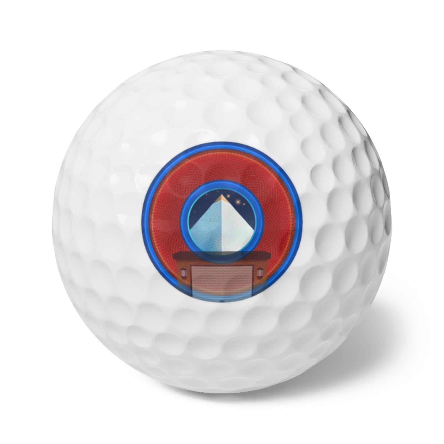 Lumpy Donut Golf Balls - 6-pack - "Limestone Golf Balls so Large" - red/blue rustic donut - variant 2