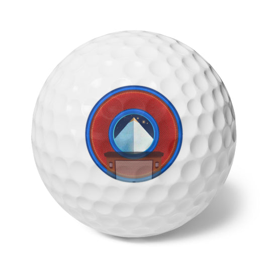 Lumpy Donut Golf Balls - 6-pack - "Limestone Golf Balls so Large" - red/blue rustic donut - variant 2