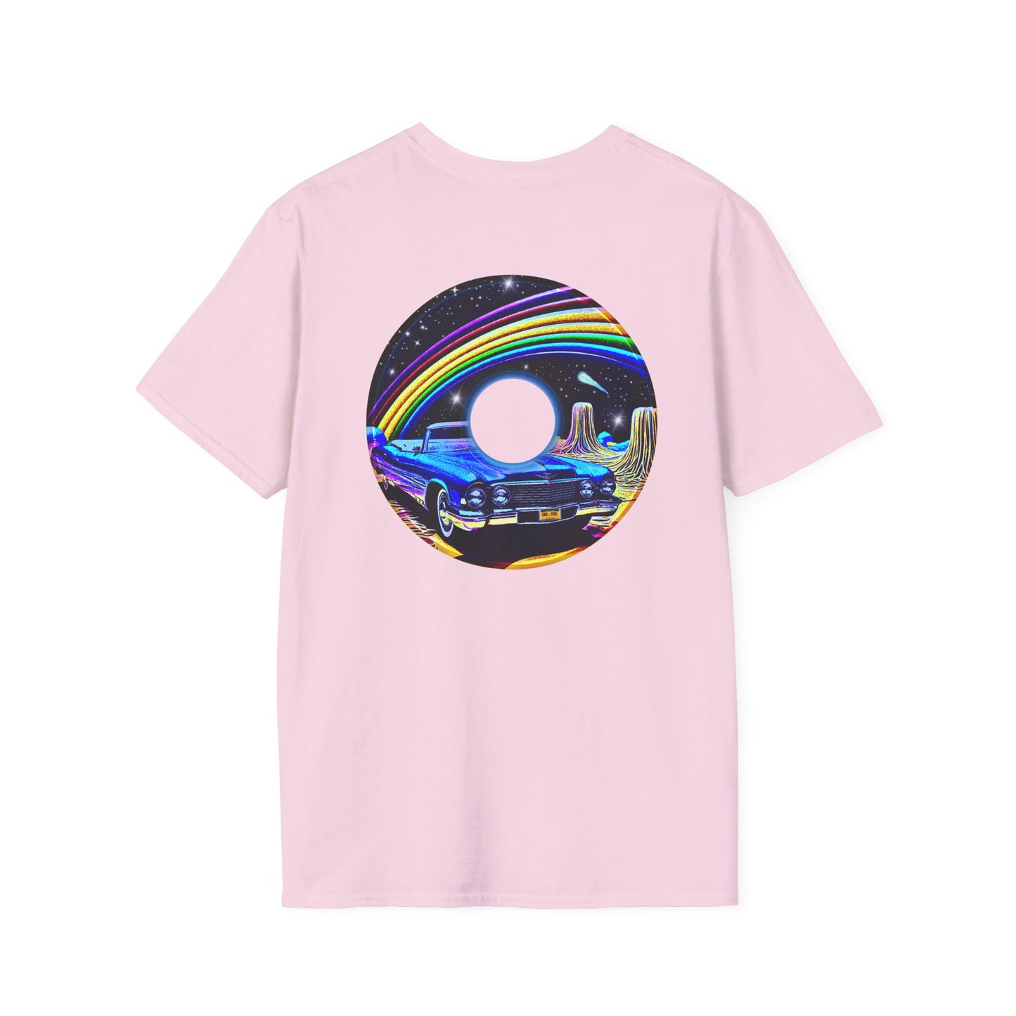 Classic Donut Tee - Unisex Soft-Style - "Halley's Caddy" - series 1.0  - variant 1 - black/picture donut - w/hole