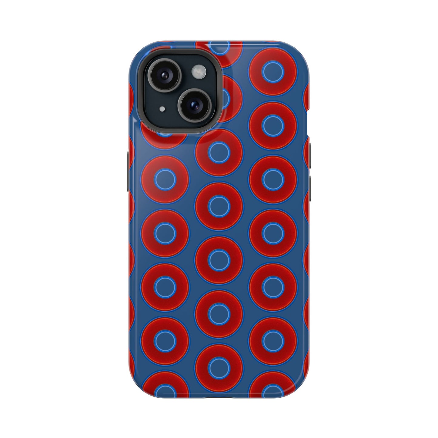 Magnetic Tough Donut Case - red vivid donut print w/light navy blue background