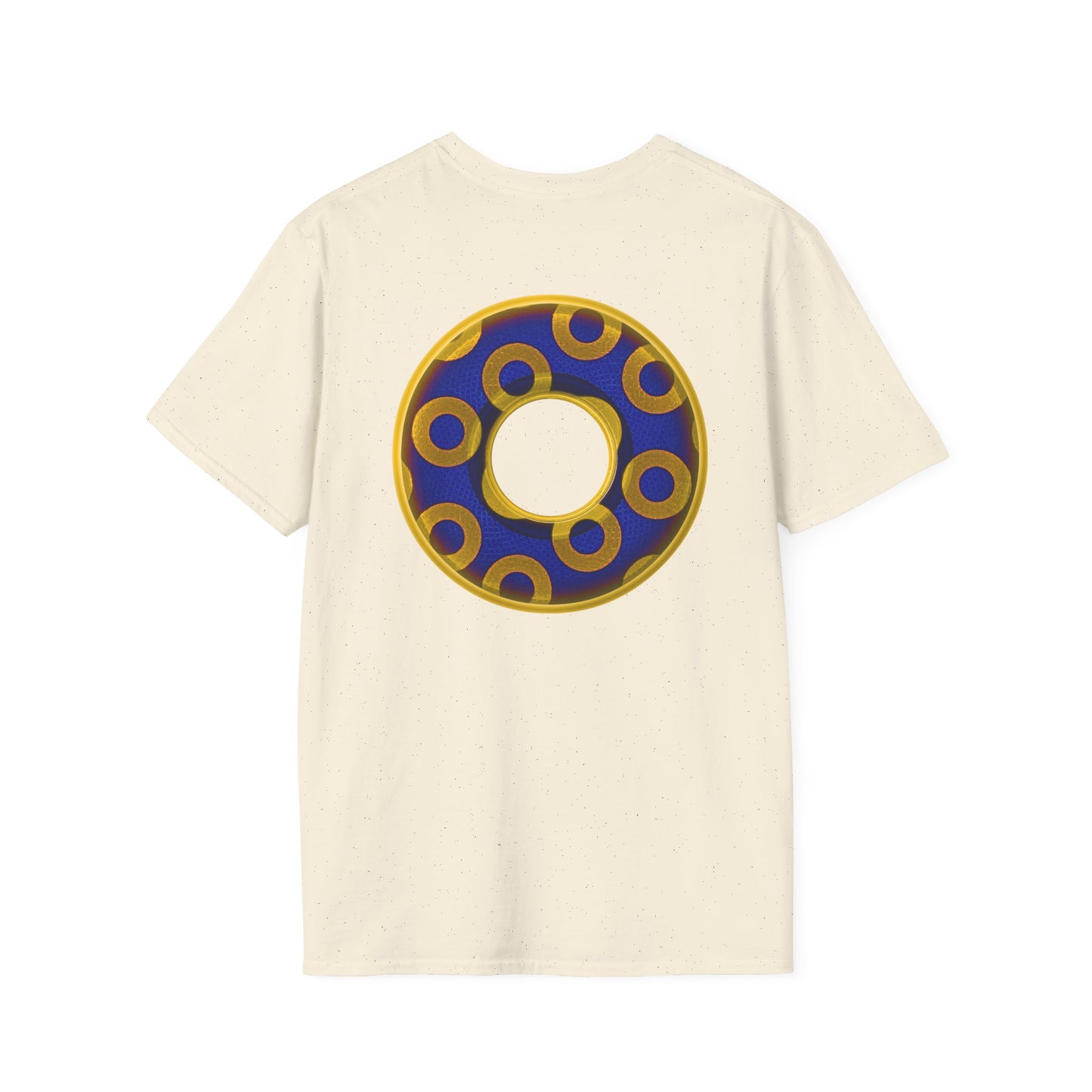 Plain Donuts/Unisex Soft-Style - "Plain Rustic Paradoxical Donuts" - yellow/dark blue donuts